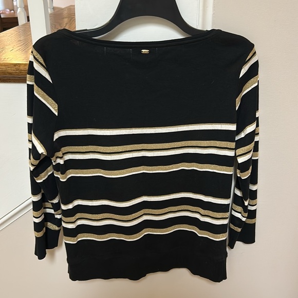 Escada Black and Gold Glittery Striped  Sweater Top - Picture 10 of 12